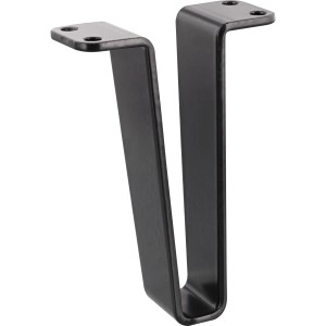 Schwarzer, matter Wagner Möbelfuß, 10 cm hoch, aus Stahl mit Anschraubplatte.