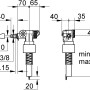 Technische Zeichnung: Grohe Füllventil 3/8 Zoll für Spülkasten, Maße und Details.
