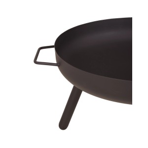 Schwarze DELUKE Feuerschale MARKUS aus Eisen, 31x50x62cm, für Garten und Terrasse.