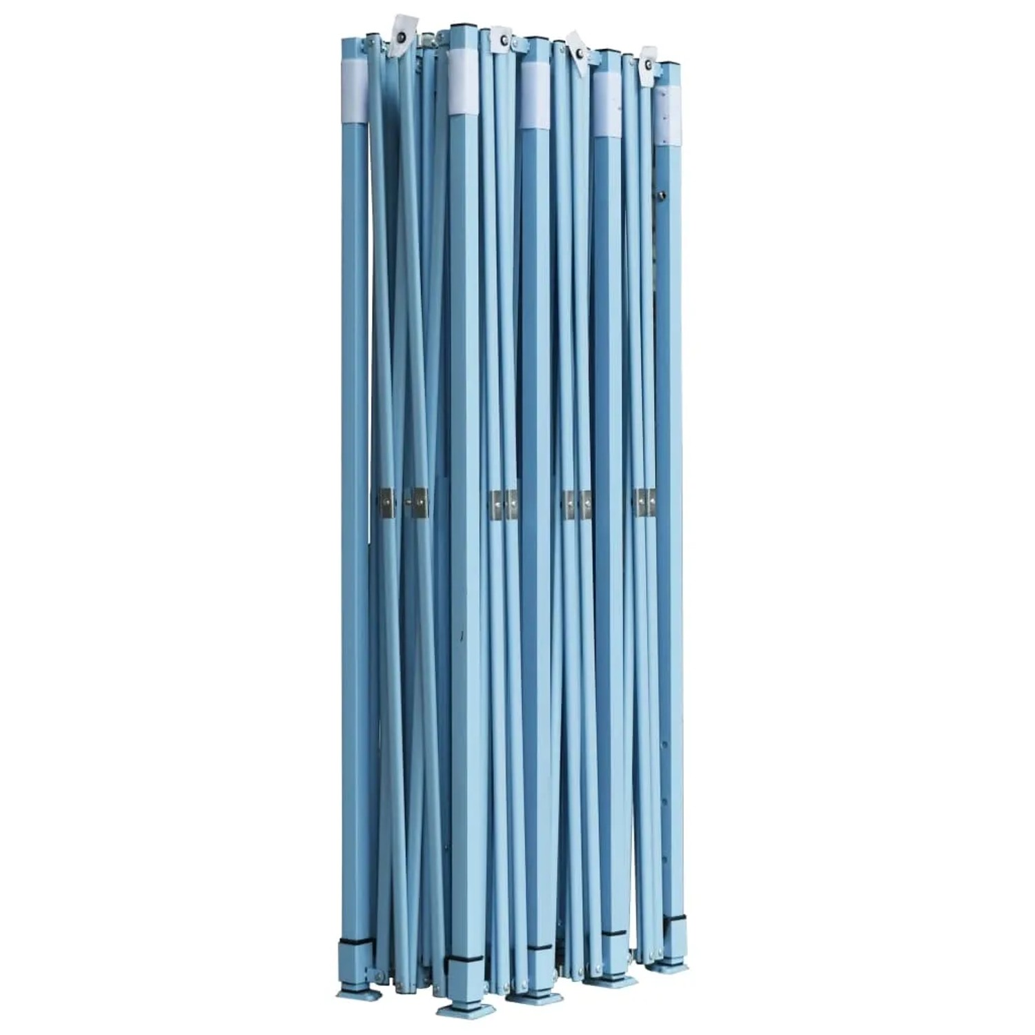Zusammengefaltetes, blaues Faltzelt/Partyzelt vidaXL mit Stahlrahmen für einfachen Transport.