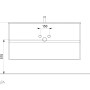 Skizze Badmöbel-Set Posseik Limes 120cm, Grafit, mit Maßen für Montage.