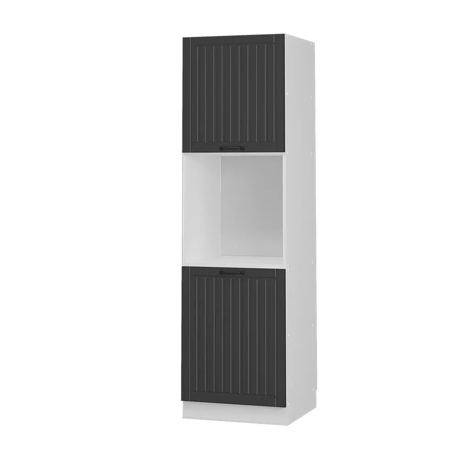 Vicco Herdumbauschrank Fame-Line Herdschrank Anthrazit Weiß 60 cm Offen