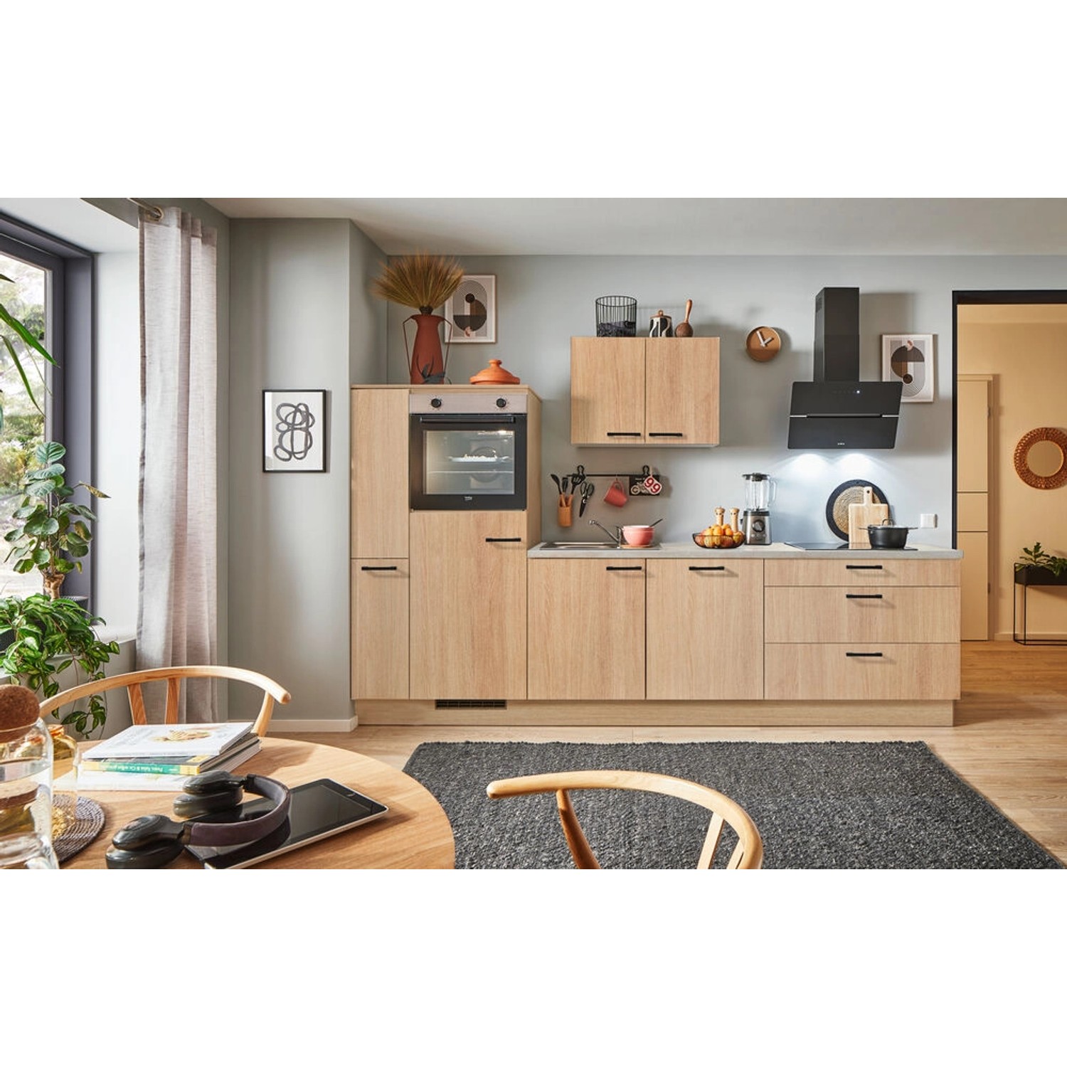 pino Küchenzeile 310 cm Eiche Aviva Anschlag,inks 1 Geräte-, 1 Apothekersch günstig online kaufen