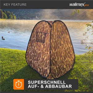 Walimex Pro Pop-Up Camouflage Tarnzelt Naturfotografie Tierbeobachtung Versteck