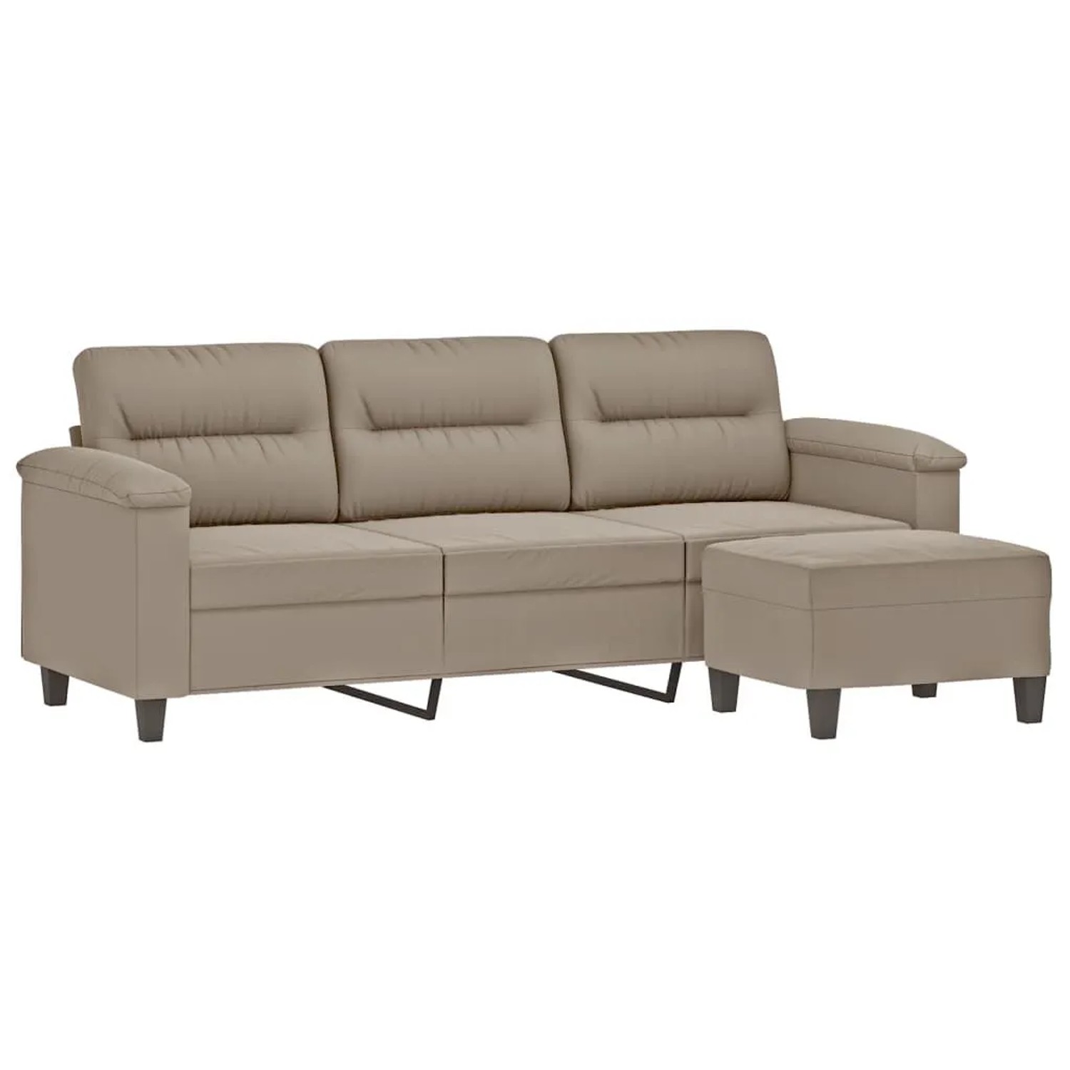 vidaXL 3-Sitzer-Sofa mit Hocker Taupe 180 cm Mikrofasergewebe 3201231 günstig online kaufen