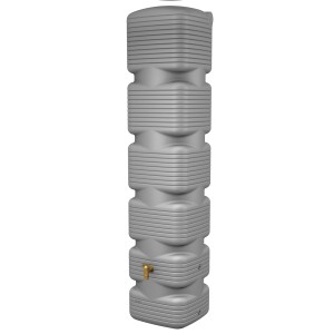 4rain Wandtank Quadro 270 l in Betongrau mit Auslaufhahn. Schlanke Regentonne für die Gartenbewässerung.