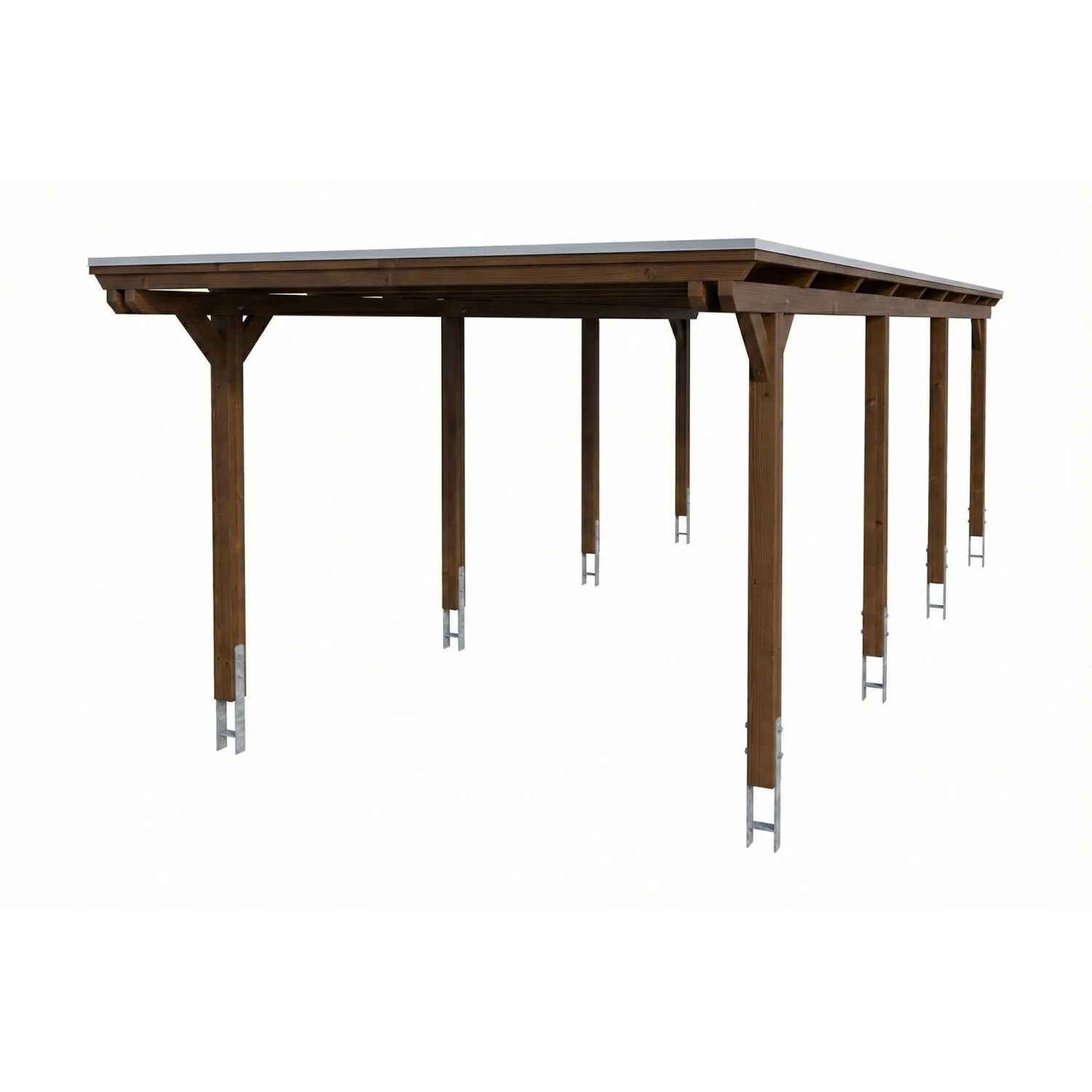 Skan Holz Carport Emsland Stahl-Dachplatten 340 cm x 846 cm Nussbaum