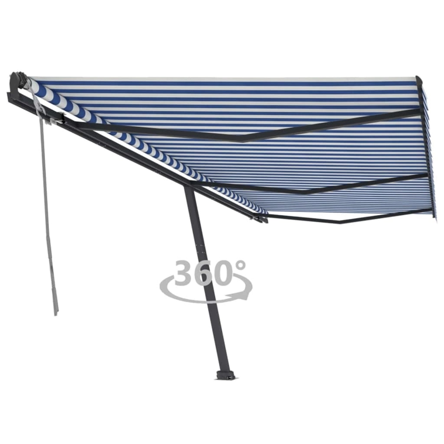 furnicato Standmarkise Manuell Einziehbar 600x300 cm Blau/Weiß günstig online kaufen