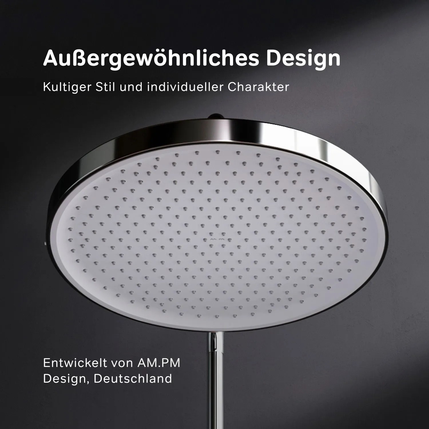 AM.PM Kopfbrause Play F058Y100, chromfarben, runde Form. Kopfbrausen für Dusche.
