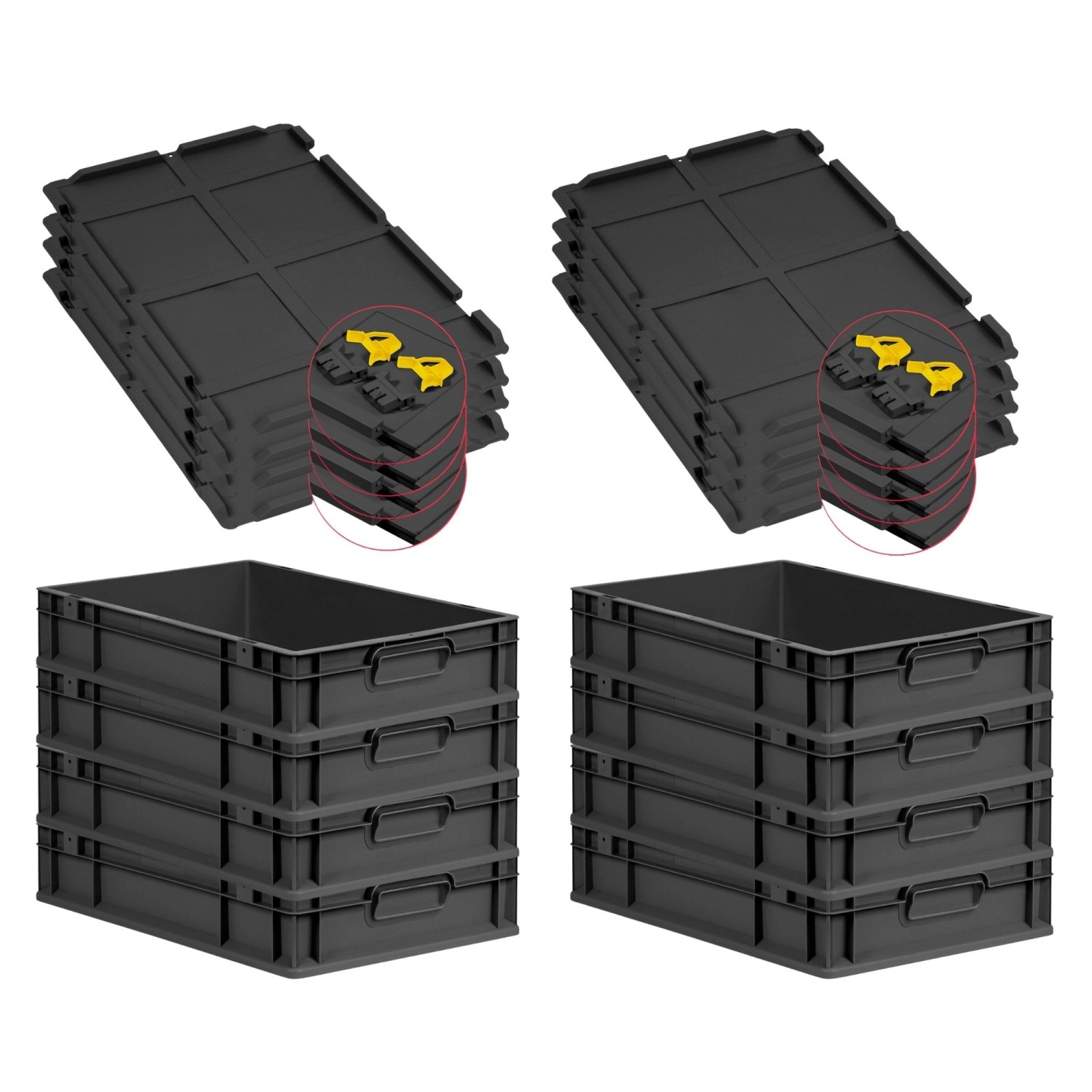 PROREGAL SuperSparSet 8x Eurobox Nextgen Grip Mit Scharnierdeckel Und Gelbe günstig online kaufen