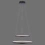 Moderne LED-Pendelleuchte Circle in Anthrazit, zwei Leuchtringe, warmweißes Licht, Design-Stehlampe.