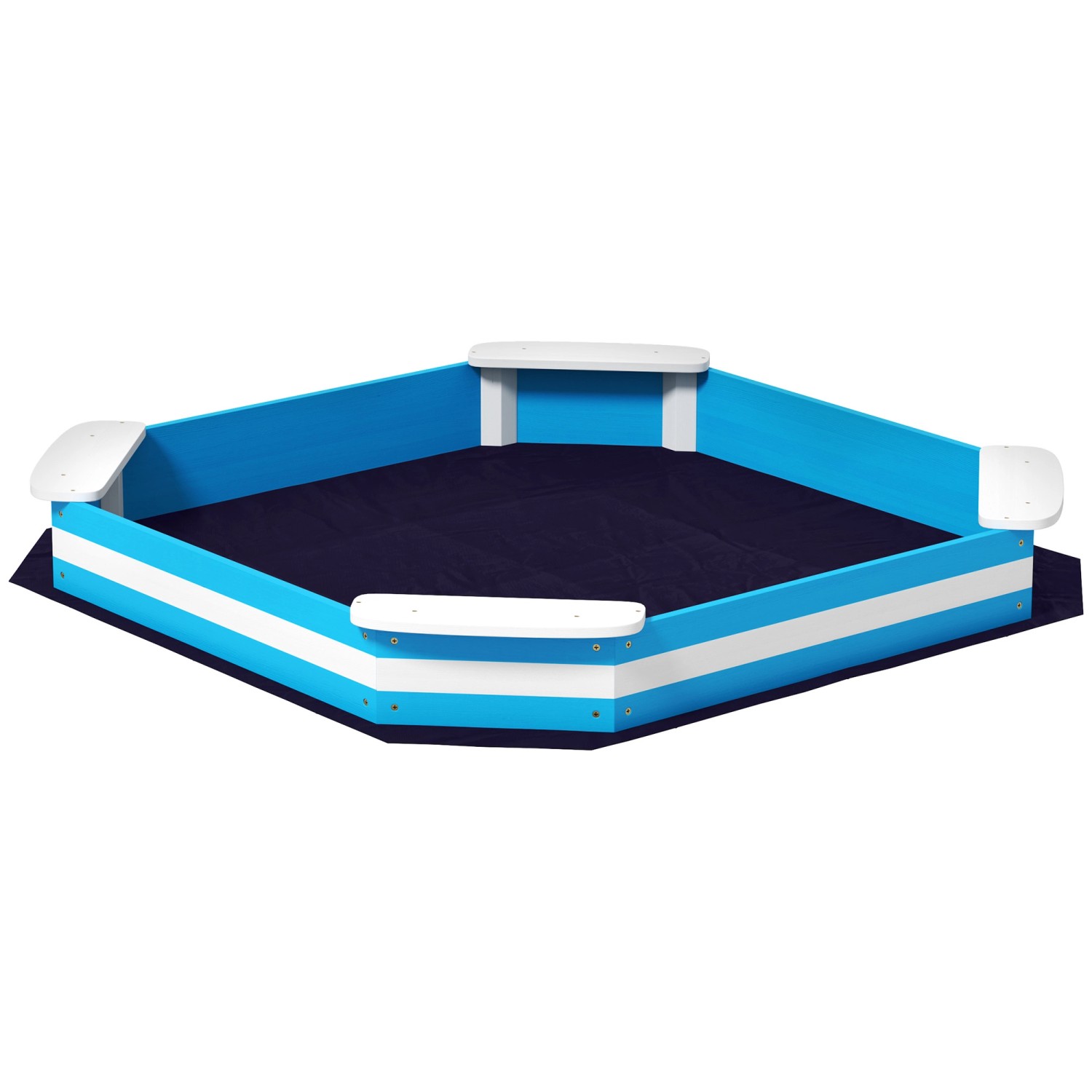 AIYAPLAY Sandkasten 133 x 108 cm Sandkiste aus Holz Sandbox mit Sitzbank günstig online kaufen
