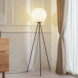 Lucande Stehlampe Kestralia 10020243 Modern in Weiß aus Glas 1-flammig E27 Wohnzimmerleuchte