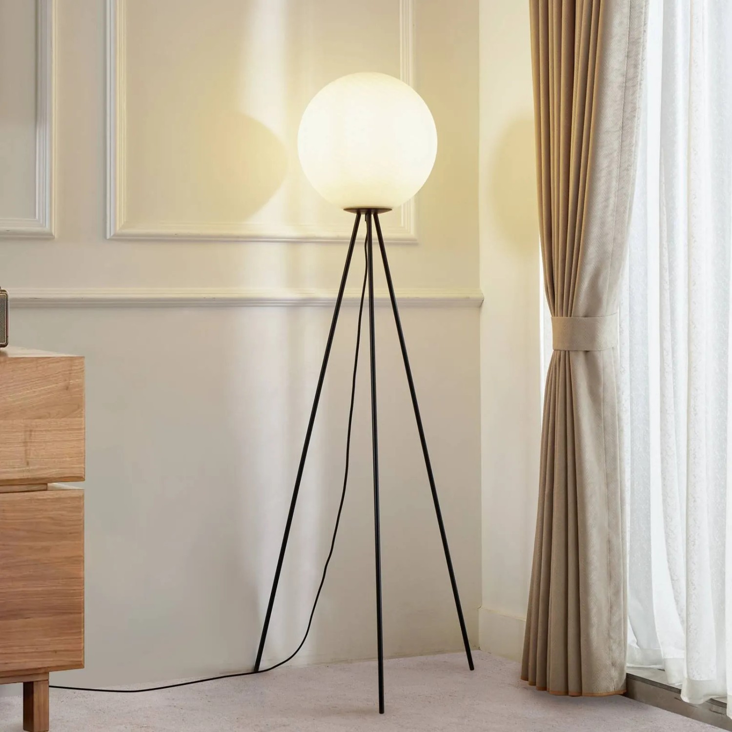 Lucande Stehlampe Kestralia 10020243 Modern in Weiß aus Glas 1-flammig E27 Wohnzimmerleuchte_2