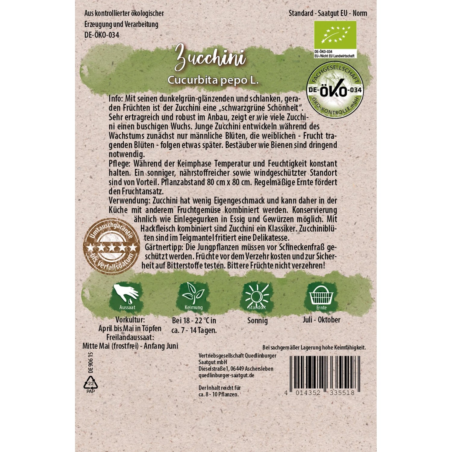 Quedlinburger Bio Zucchini Samen Dunkelgrn kaufen bei OBI