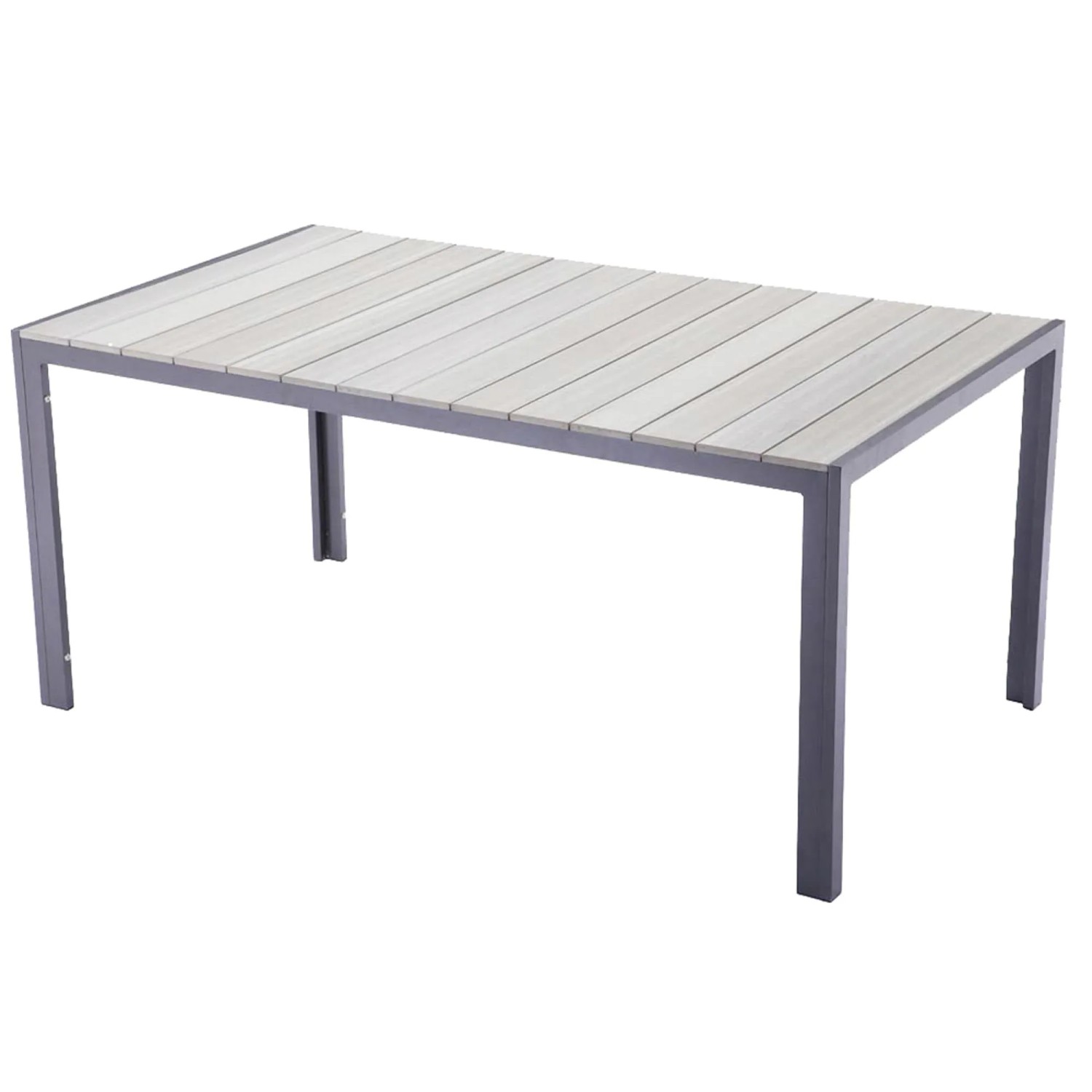 DELUKE Gartentisch LINA Rechteckig Kunststoff Hellgrau 150x90x72cm Terrassentisch Wetterfest Outdoor Tisch