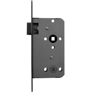 WC-Schloss gefälzt DIN links aus Edelstahl, Detailansicht.