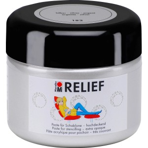 Marabu Relief Paste Silber, hochdeckend, 225ml. Ideal für Wand-Akzente und plastische Strukturen.