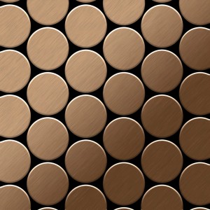 Gebürstete Titan Mosaikfliese in Kupferoptik, runde Form, für Wand und Boden.