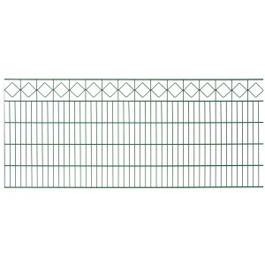 Moosgrüner Doppelstabmattenzaun mit Karo Dekor, 200x83 cm, für den Sichtschutz im Garten.