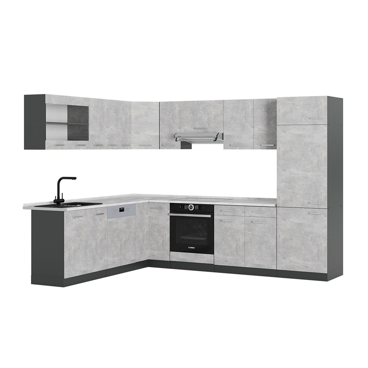 Vicco R-Line Eckküche Beton/Anthrazit 227 x 287 cm AP Marmor günstig online kaufen