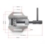 Robuster Wiltec Maschinenschraubstock aus Gusseisen mit 150mm Backen und Abmessungen für präzises Spannen in der Werkstatt.