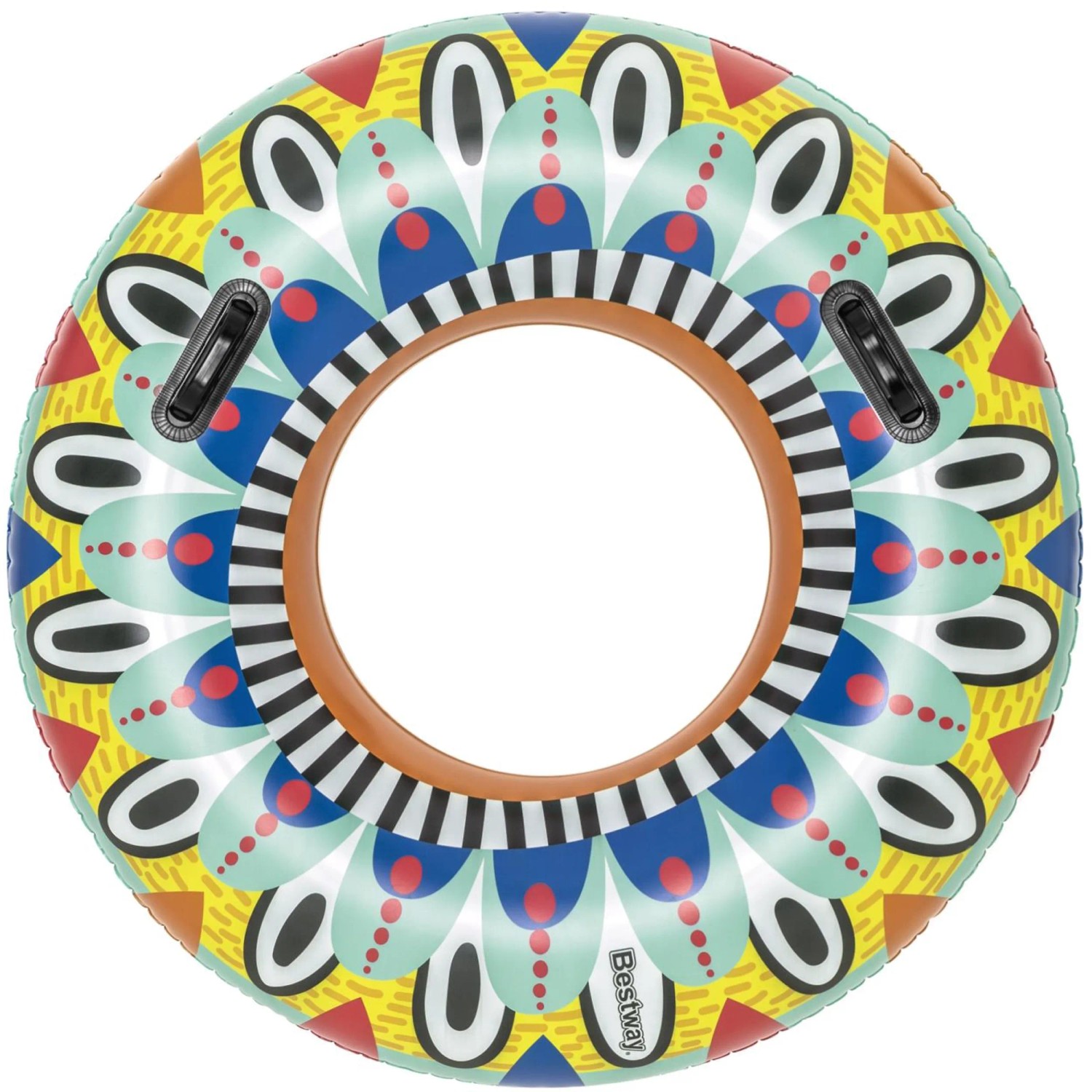 Bestway Schwimmring Flirty Fiesta, Ø 94 cm, bunt gemustert, mit Haltegriffen für Badespaß im Pool.