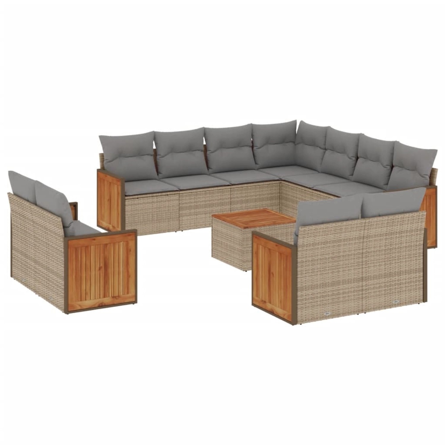 vidaXL 12-Tlg Garten-Sofagarnitur mit Kissen Beige Poly Rattan 3260589 günstig online kaufen