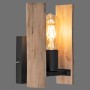 Just Light Wandleuchte Log, 10W, Naturholz, H 25cm. Dekorative Lampe mit Holzdetails und schwarzer Fassung.