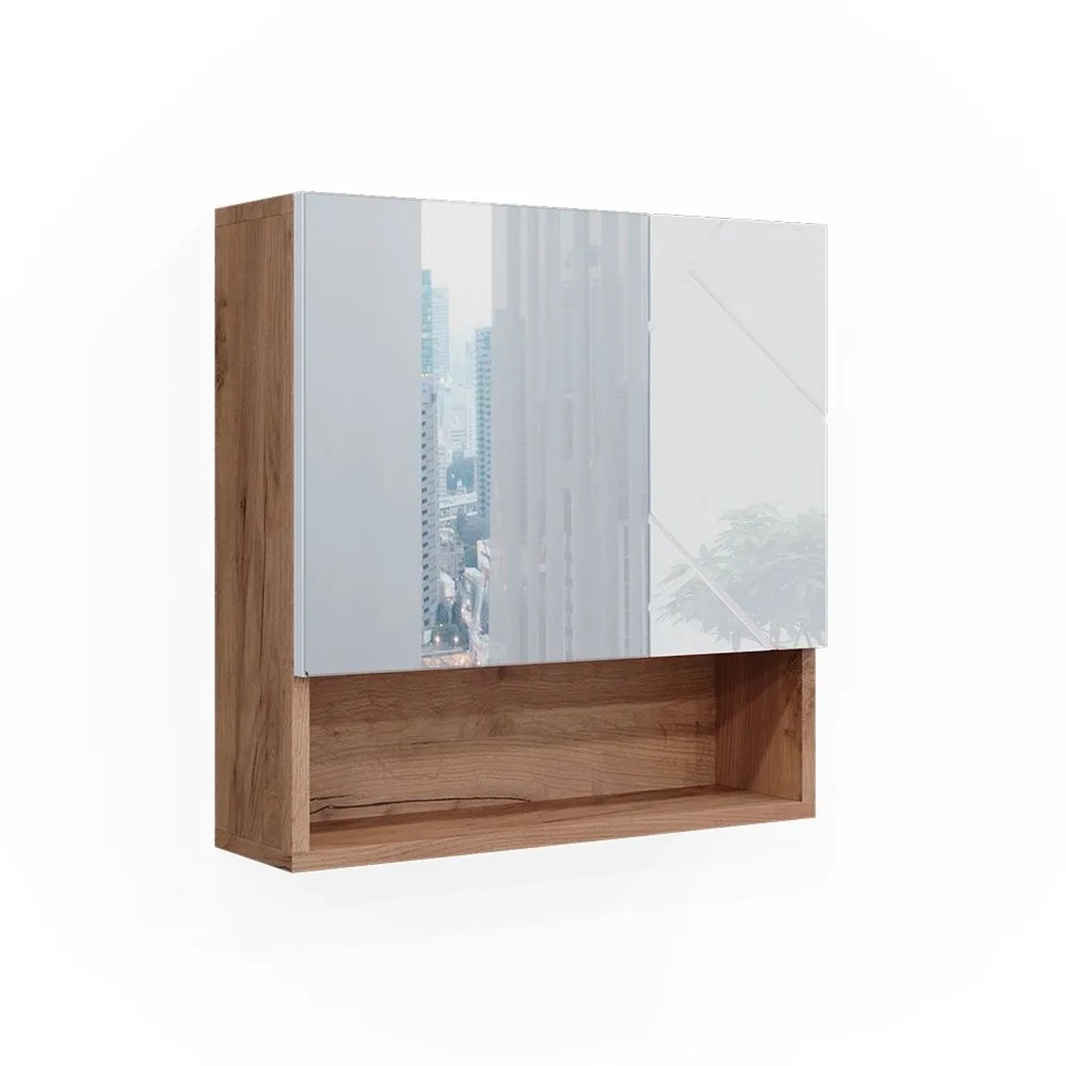 Vicco Badspiegelschrank Irma Weiß Hochglanz Goldkraft Eiche 54 x 55