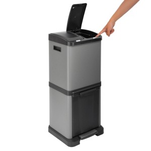 Svita 3xcombo 32L Mülleimer Mülltrennsystem Abfalleimer Mit Fächern Grau