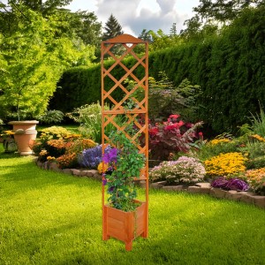 Eck-Pflanzkasten Botanica mit Spalier, 210 cm hoch, aus Holz für Kletterpflanzen im Garten.