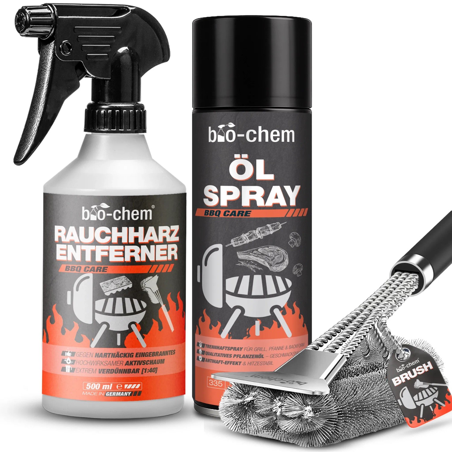 bio-chem Rauchharz-Entferner 0,5, Set mit Ölspray 200 ml und Grillbürste