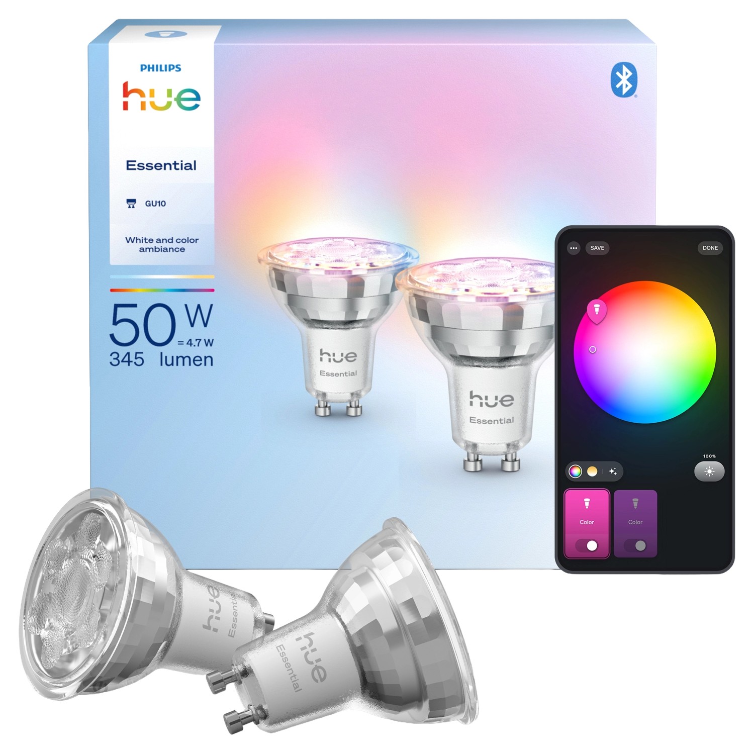 Philips Hue Leuchtmittel GU10 6.500 K 345 lm 4,7 W 2er Set