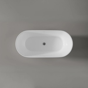 Freistehende, ovale Badewanne JAZZ PLUS 2.0 aus Acryl, weiß glänzend, mit mittigem Ablauf.