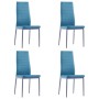 vidaXL Essgruppe, 5-teilig, blau: Tisch mit Glasplatte und vier Kunstlederstühle.