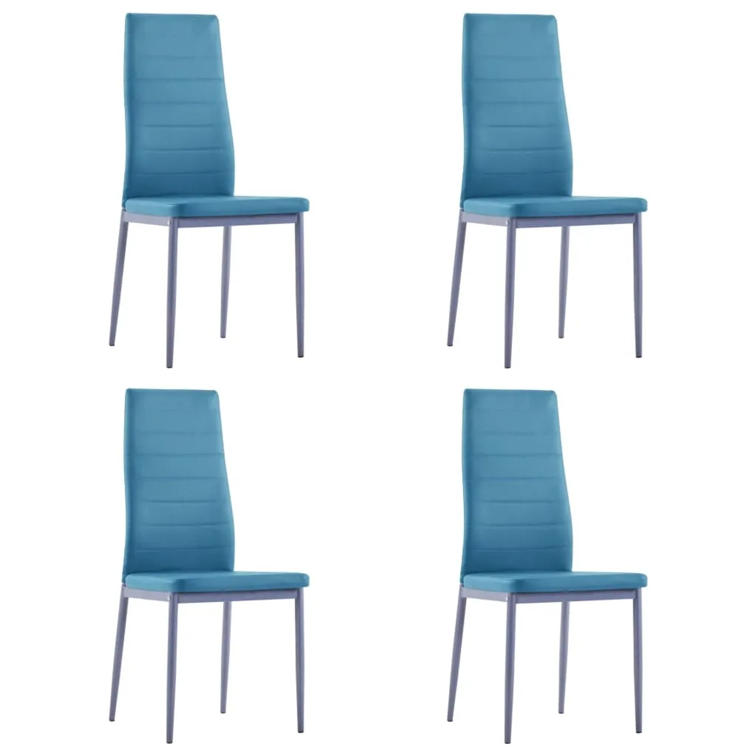 vidaXL Essgruppe, 5-teilig, blau: Tisch mit Glasplatte und vier Kunstlederstühle.
