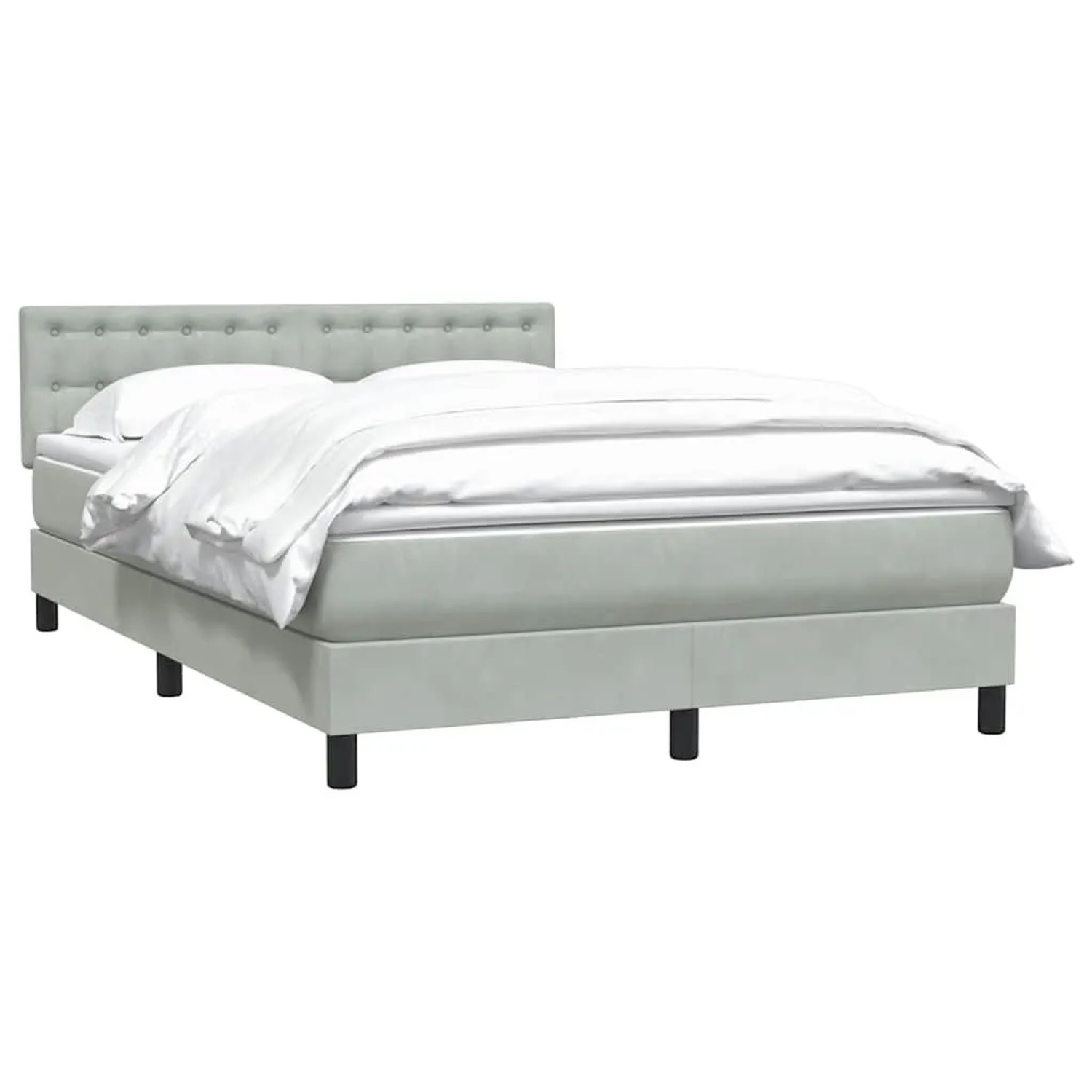 vidaXL Boxspringbett mit Matratze Hellgrau 160x220 cm Samt 3316647