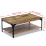 Rechteckiger vidaXL Couchtisch aus Mangoholz (100x60x38 cm) mit Ablagefach und schwarzem Stahlrahmen.