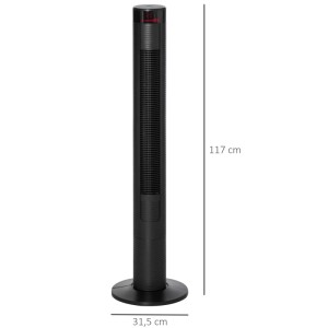Schwarzer HOMCOM Turmventilator aus ABS mit Fernbedienung, 117 cm hoch.