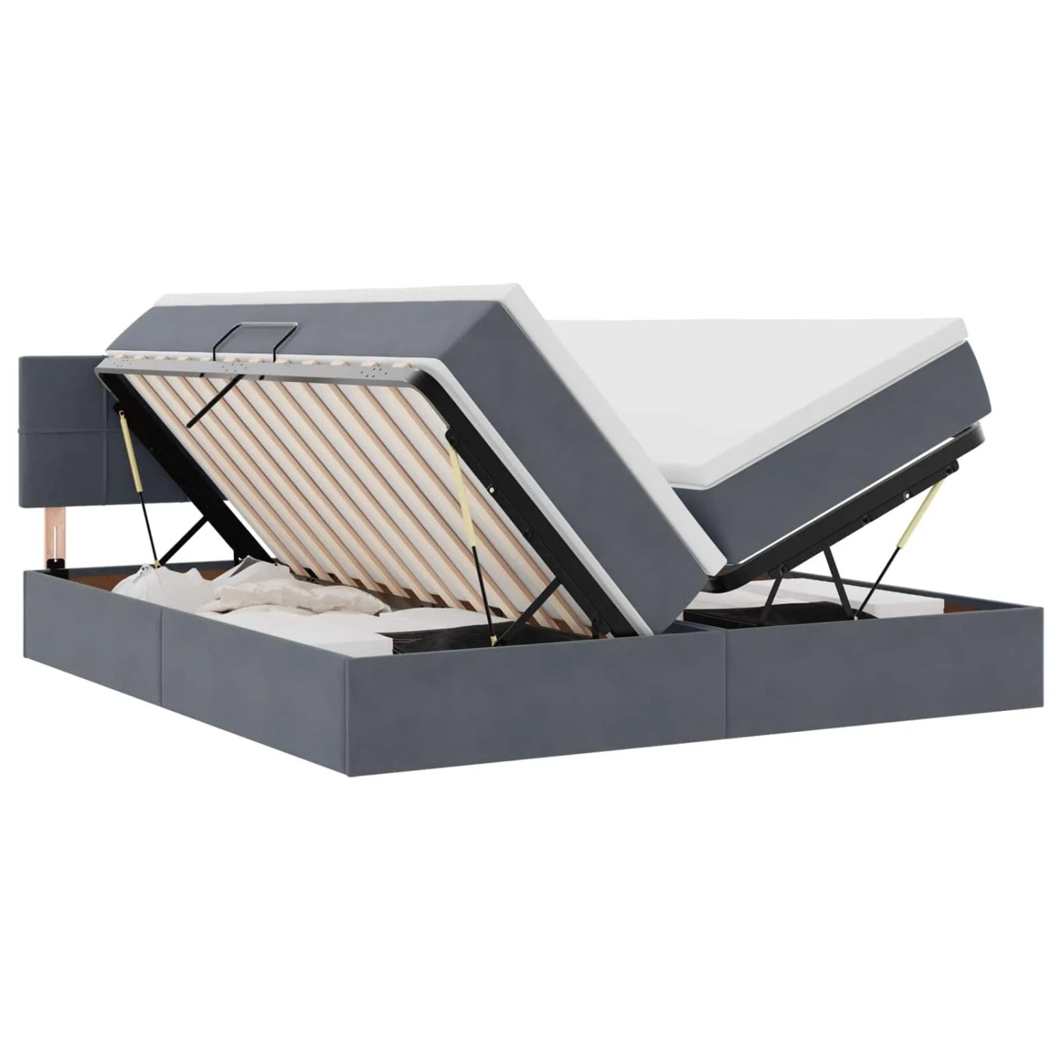 vidaXL Bett mit LED-Lichtleisten Dunkelgrau 200 x 200 cm Samt 3371616