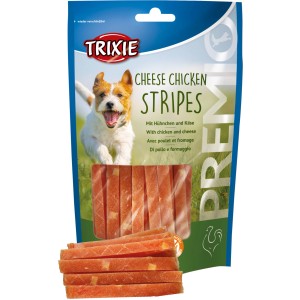 Trixie Premio Cheese Chicken Stripes, Hunde-Kaustreifen mit Huhn und Käse, 100g Packung.