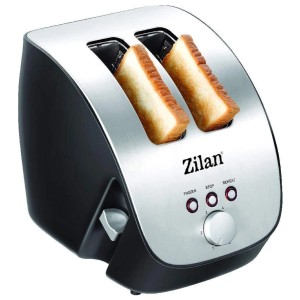Zilan Schrägtoaster für 2 Scheiben, Edelstahl, 1000 Watt mit Toastscheiben.