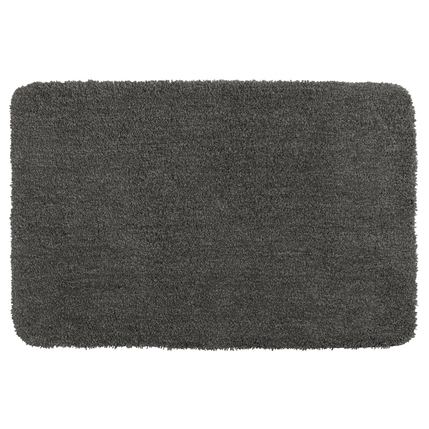 Mausgraue Wenko Badematte Belize aus Mikrofaser, 55x65 cm, Hochflor-Badvorleger.