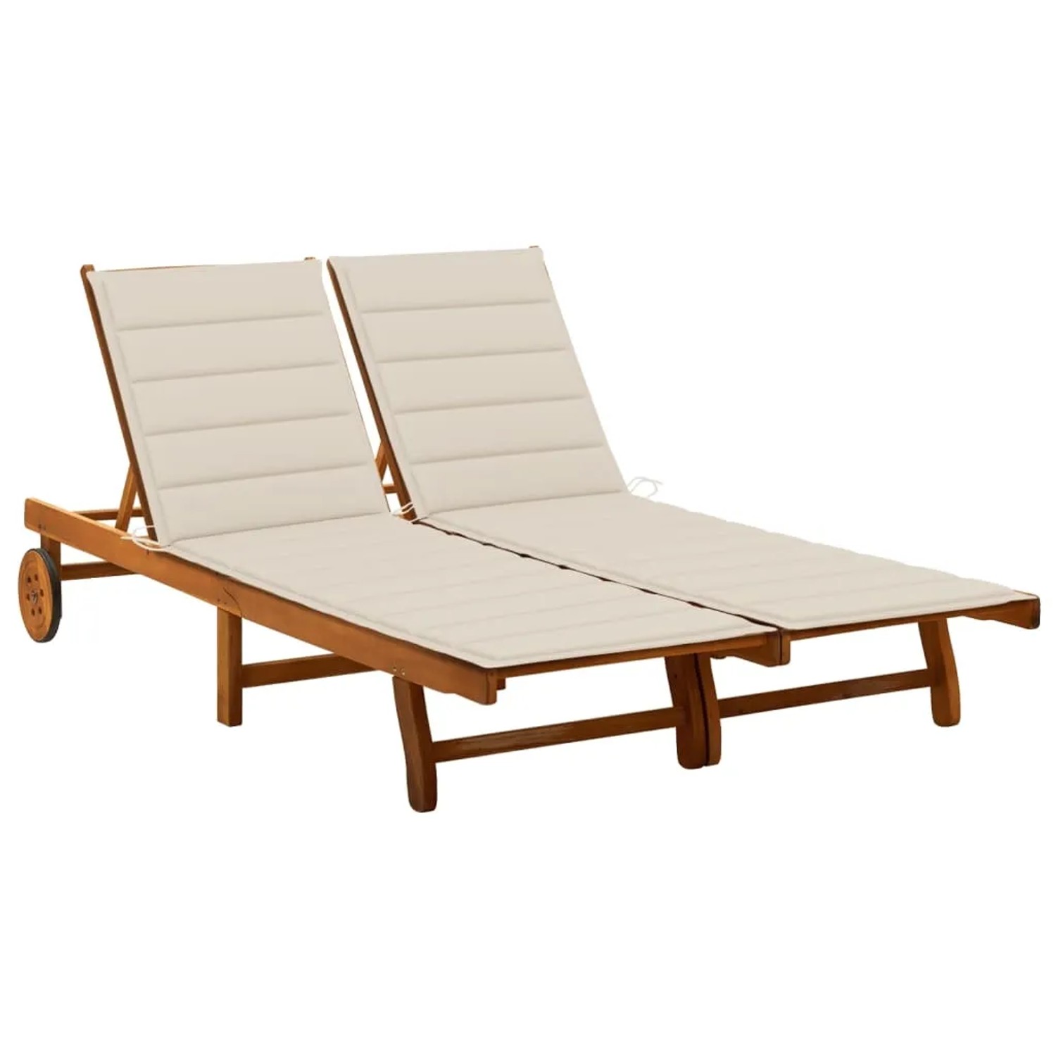 vidaXL 2-Personen-Sonnenliege mit Auflagen Akazie Massivholz Beige