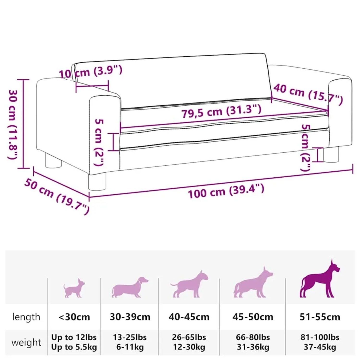 vidaXL Hundebett mit Verlängerung Grau 100x50x30 cm Kunstleder 172029_9