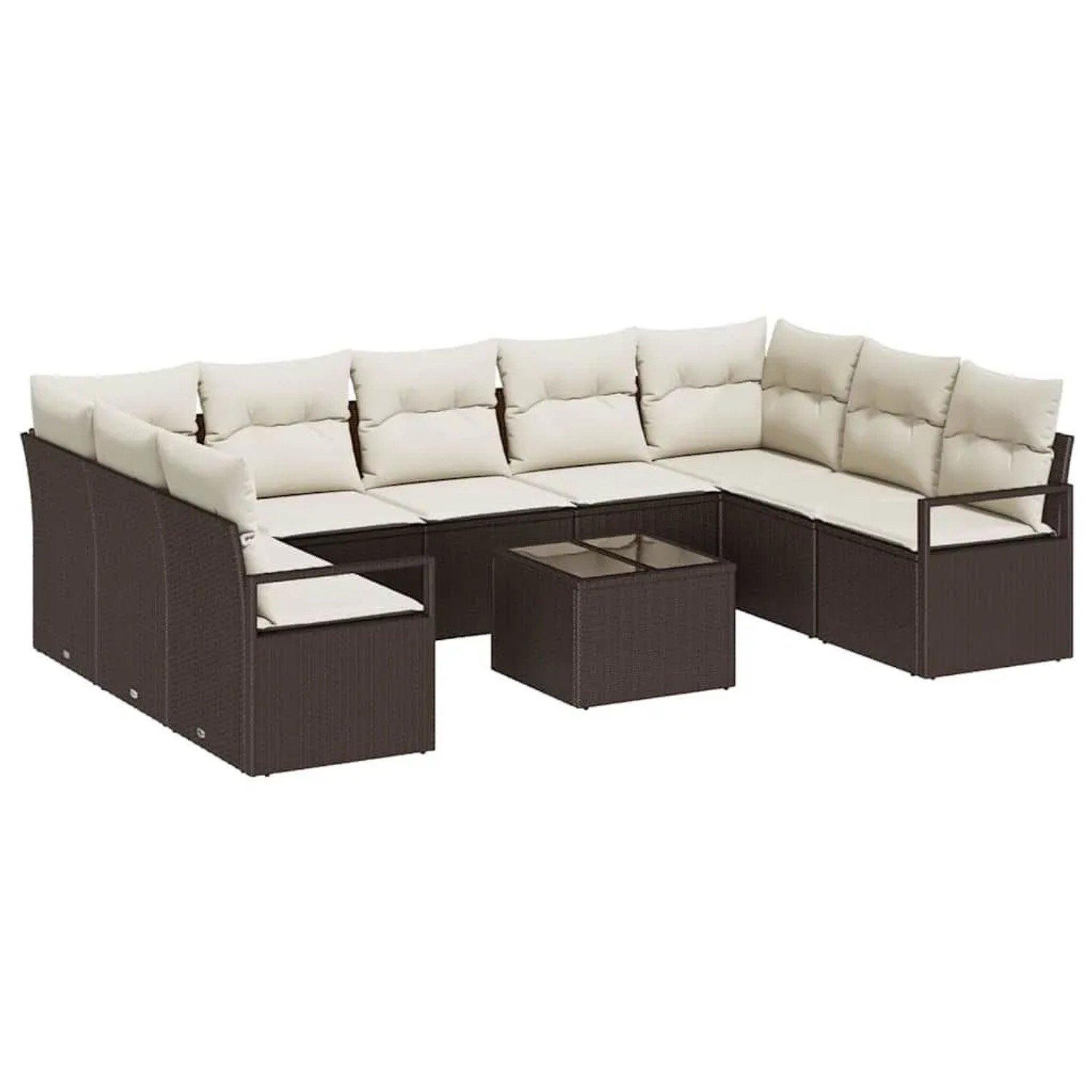 vidaXL Sofa Set mit Kissen 10-Tlg Braun und Creme Poly-Rattan 3355217 günstig online kaufen