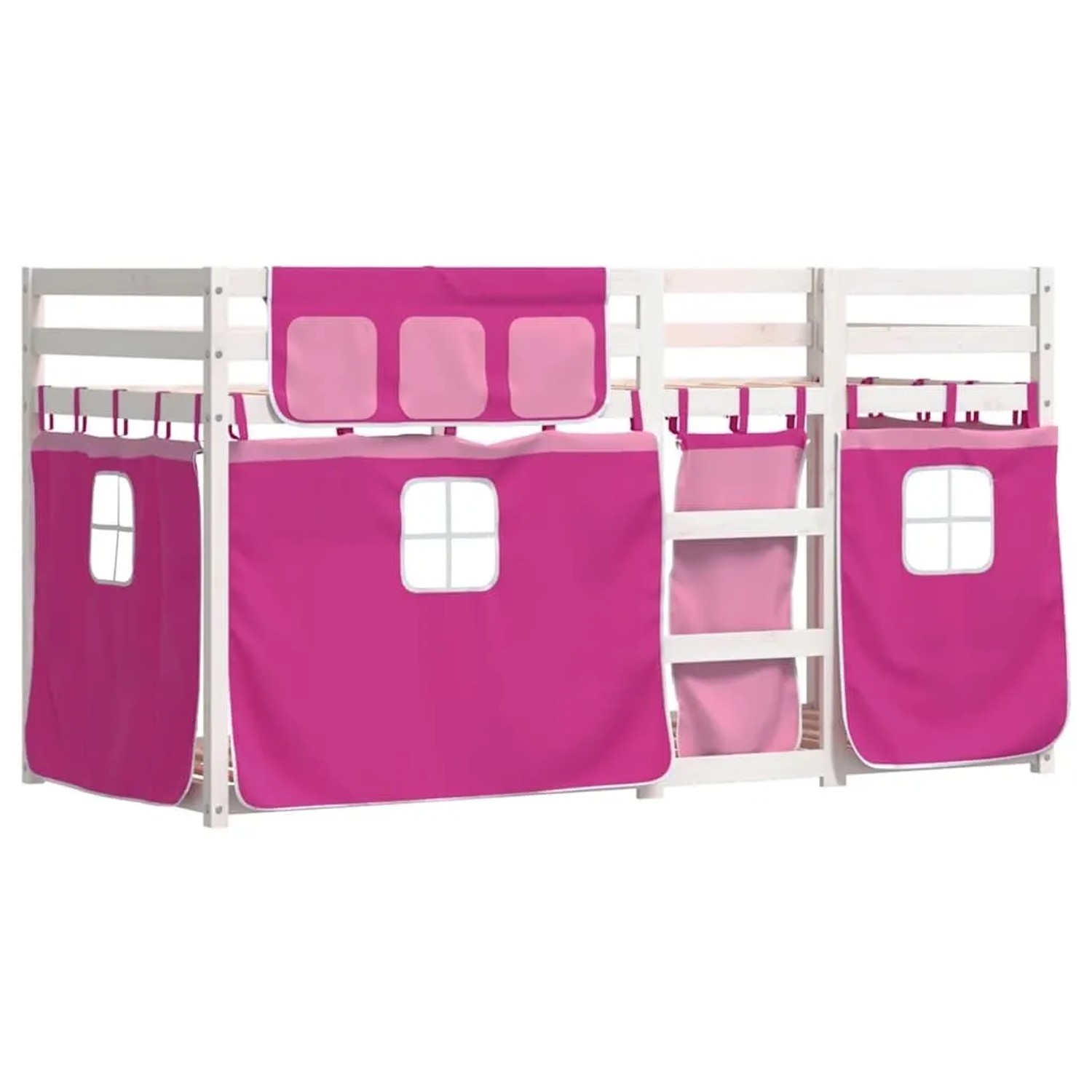vidaXL Etagenbett mit Vorhängen Rosa 90x190 cm Massivholz Kiefer 3283909 günstig online kaufen
