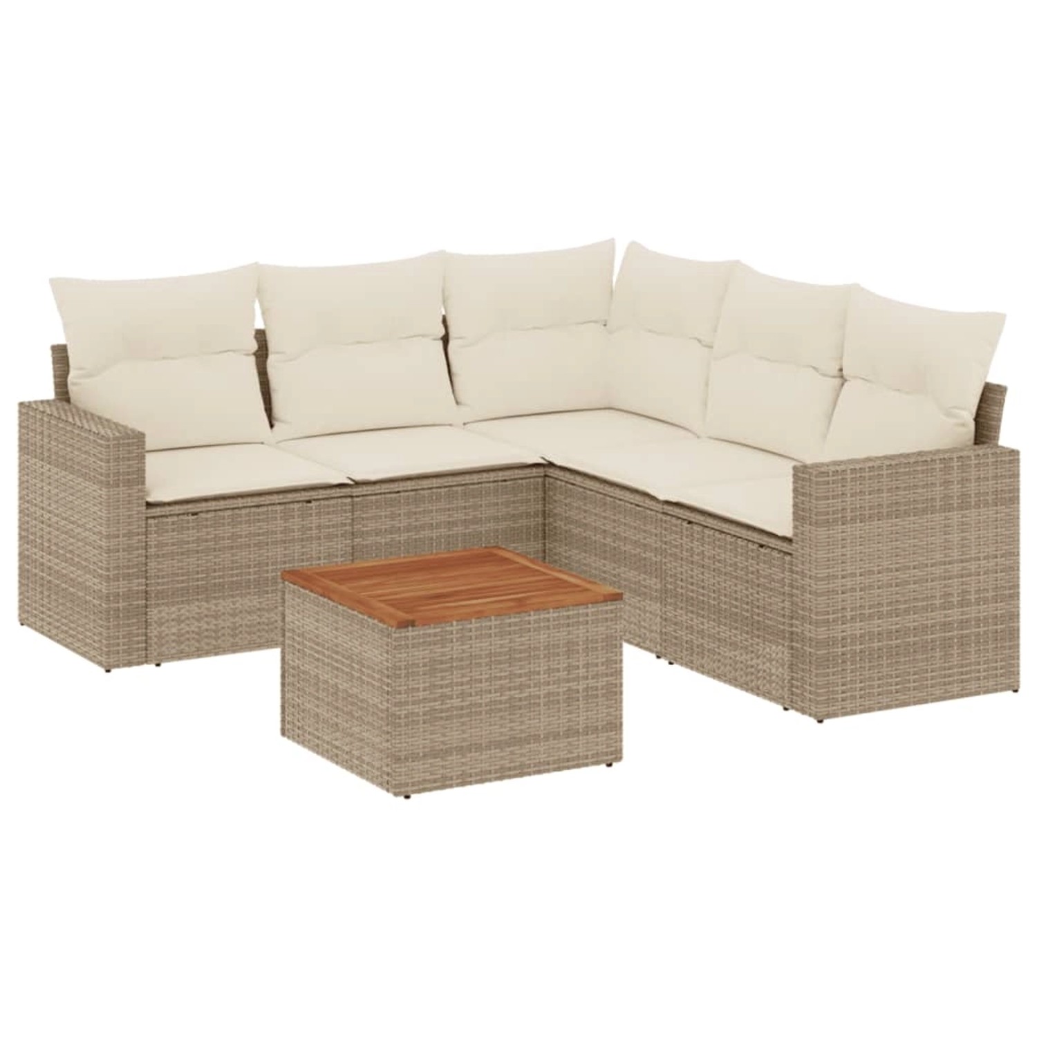 vidaXL 6-Tlg Garten-Sofagarnitur mit Kissen Beige Poly Rattan 3224119 günstig online kaufen