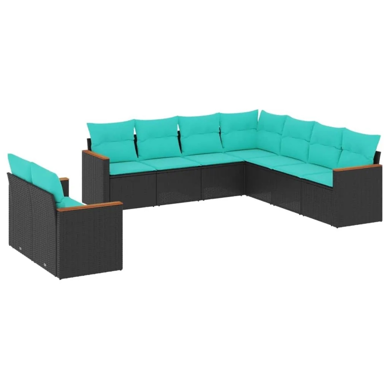 vidaXL 9-Tlg Gartensofa-Set mit Kissen Schwarz Polyrattan 3226099 günstig online kaufen